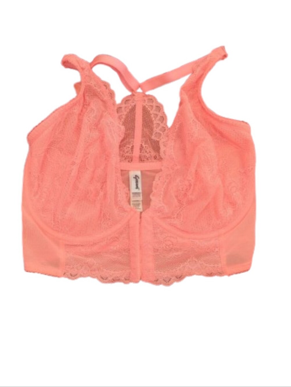 Neon Orange Gossard Longline Lace Halter Bra US 30G